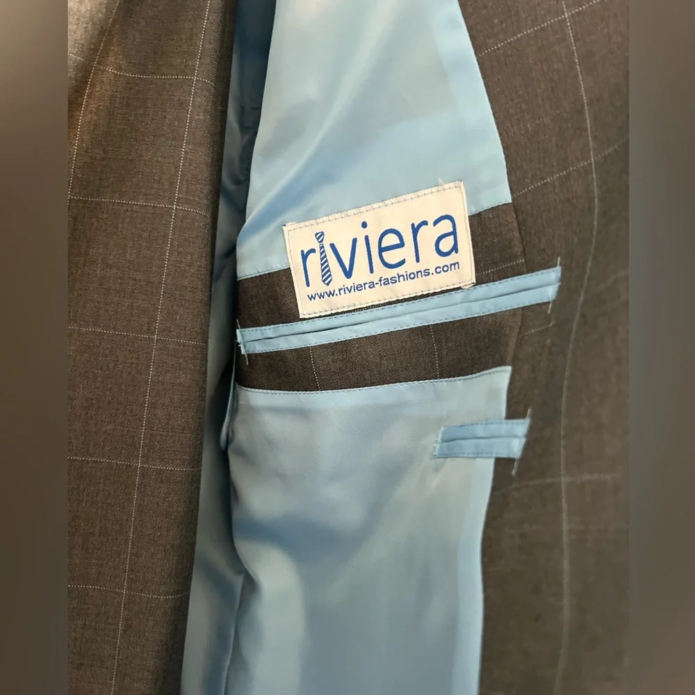 Custom Suit Light Blue Check - Picture 2 of 4